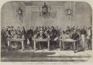 Unterzeichnung des Vertrags zwischen England und China in Tien-Tsin am 26. Juni 1858 von English School