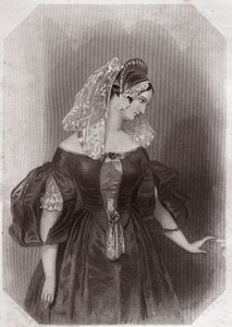 Silvia (Die zwei Herren aus Verona) in - „Galerie der Frauen von Shakespeare, Sammlung von fünfundvierzig ernsthaften Porträts der frühen Londoner Künstler, bereichert mit kritischen und literarischen Hinweisen“ um 1838 - aus „Galerie der Frauen von Shakes von English School