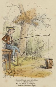 Einfacher Simon ging angeln, um einen Wal zu fangen; Alles Wasser, das er hatte, war im Eimer seiner Mutter von English School