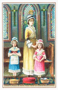 Singen in der Kirche, Weihnachtskarte von English School
