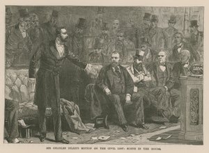 Sir Charles Dilkes Antrag zur Zivilliste: Szene im Haus von English School