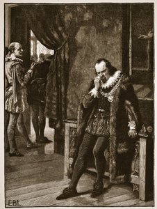 Sir Francis Bacon wartet auf eine Audienz bei Buckingham, Illustration aus Cassells Illustrierter Geschichte Englands