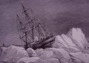Sir John Franklin, Expedition von 1845 zur Suche nach der Nordwestpassage, Schiff Terror im Eis stecken geblieben, späte 19. Jahrhundert (Gravur)
