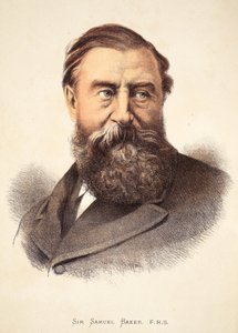 Sir Samuel Baker, Illustration aus der Bildausgabe des Lebens und der Entdeckungen von David Livingstone von J. Ewing Richie, veröffentlicht von A. Fullarton & Co., 1876