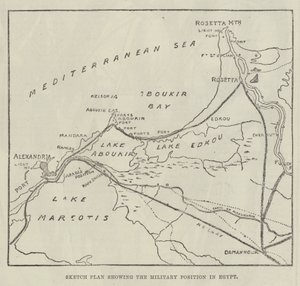Skizzenplan, der die militärische Position in Ägypten zeigt (Gravur) von English School
