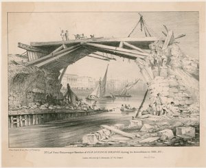 Skizze der alten London Bridge während ihres Abrisses 1831, 1832 von English School
