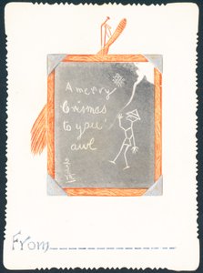 Skizze auf Tafel, Weihnachtskarte von English School