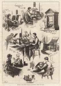 Skizzen im zentralen Telegraphen-Etablissement, General Post Office von English School