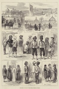 Skizzen im Lager der indischen Truppen auf Malta (Gravur) von English School