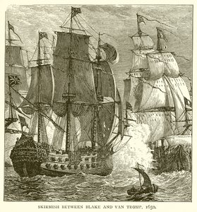 Scharmützel zwischen Blake und Van Tromp, 1650 von English School
