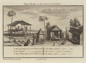 Sklavenhäuser an der Küste von Guinea von English School