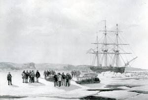 Schlittenparty verlässt HMS Investigator in Mercy Bay, unter dem Kommando von Leutnant Gurney Creswell von English School