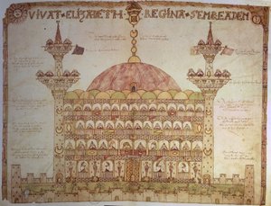 Darstellung der Hagia Sophia, Konstantinopel, mit Versen von Thomas Morgan von English School