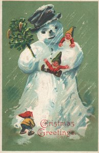 Schneemann mit Elfen von English School