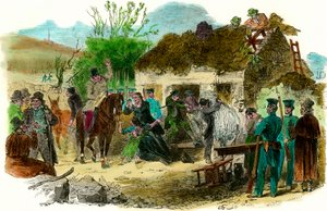 Soziale Bedingungen in Irland 1848 Vertreibung von Bauern (Illustration London News vom 16. Dezember 1848)