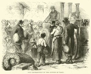 Suppenverteilung in den Vororten von Paris, Dezember 1870 von English School