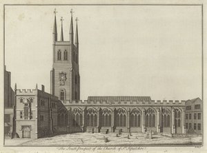 Südansicht der Kirche St Sepulchre, London