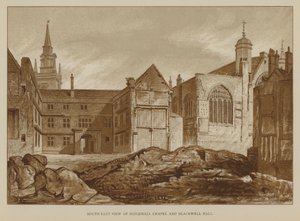 Südostansicht der Guildhall Chapel und Blackwell Hall, City of London von English School