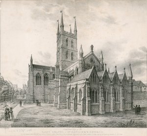 Südostansicht der Lady Chapel, St. Saviours Kirche, Southwark von English School
