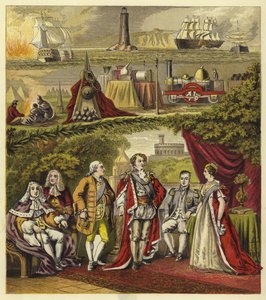 Souveräne des Hauses Hannover; König Georg I, König Georg II, König Georg III, König Georg IV, König Wilhelm IV, Königin Victoria von English School