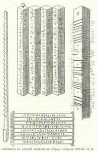 Proben antiker Schrift auf Stöcken, Ezechiel XXXVII von English School