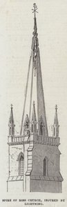 Turm der Ross-Kirche, durch Blitzschlag beschädigt (Gravur) von English School