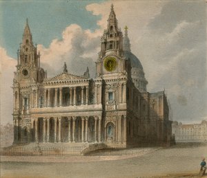 Spooners Proteanische Ansichten: St Pauls Kathedrale, zeigt die Stände der Stadtgesellschaften und das Christ Hospital beim Besuch der Königin in der Guildhall von English School