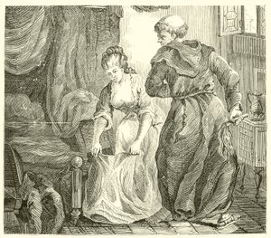 Der heilige Edmund, Bischof von Canterbury, wurde während seines Studiums in Paris von einer sehr schönen jungen Frau gequält von English School