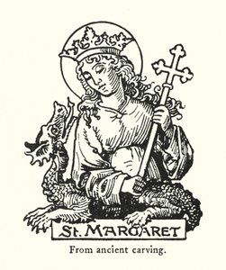 St. Margarete, aus alter Schnitzerei (Gravur) von English School
