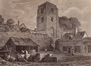 St. Marienkirche mit der alten Mauer 1824 von English School