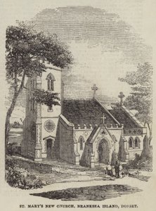 Die neue Kirche St. Mary, Branksea Island, Dorset (Stich) von English School