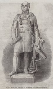 Statue von Sir John Franklin, die in Spilsby, Lincolnshire, errichtet werden soll (Stich) von English School