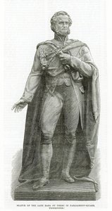 Statue des verstorbenen Earl of Derby auf dem Parliament Square, Westminster von English School
