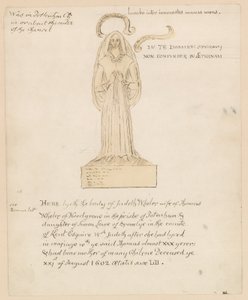 Statue, Grab von Judeth Wheler, gestorben am 21. August 1602 (Tinte auf Papier) von English School