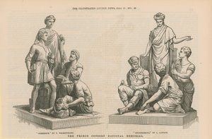 Statuen, die Handel und Ingenieurwesen darstellen von English School