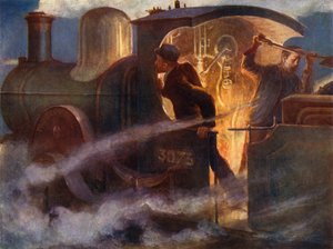 Dampflokomotive bei Nacht von English School