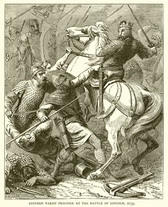 Stephen wird in der Schlacht von Lincoln gefangen genommen, 1139 von English School