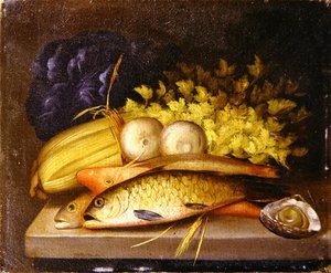 Stillleben mit Fischen, ca. 1840 von English School