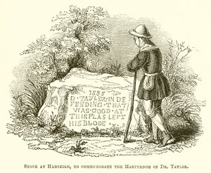 Stein in Hadleigh zur Erinnerung an das Martyrium von Dr. Taylor von English School
