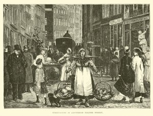Straßenszene in Amsterdam, Kalverstraat von English School