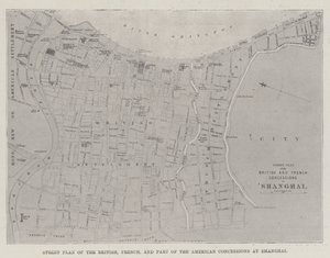 Straßenplan der britischen, französischen und teilweise amerikanischen Konzessionen in Shanghai