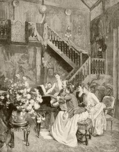 Ein Musikstück studieren (Lithographie) von English School