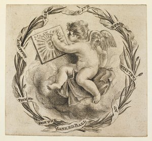 Abonnementkarte für den Maskenball im Carlisle House, 22. Mai. Ein geflügelter Cherub