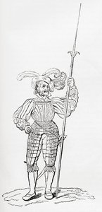 Anzug aus geripptem und graviertem Harnisch, aus Old England: A Pictorial Museum, veröffentlicht 1847