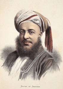 Sultan von Sansibar, Illustration aus der Bildausgabe des Lebens und der Entdeckungen von David Livingstone von J. Ewing Richie, veröffentlicht von A. Fullarton & Co., 1876