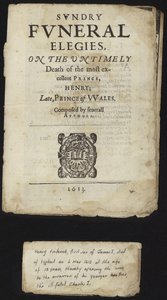 Verschiedene Trauerelegien zum frühen Tod von Henry, Prinz von Wales von English School