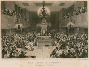 Das House of Commons, zerstört durch Feuer, 16. Oktober 1834 von English School