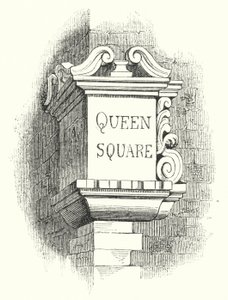 Schilder für Straßenecken, Queen Square (Gravur) von English School