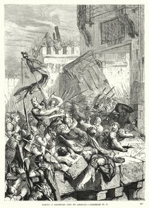Einnahme einer befestigten Stadt im Sturm, Jeremia IV, 5 (Gravur) von English School