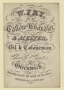 Talgkerzenmacher und Schmelzer, W Fry, Visitenkarte von English School
